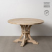 Mesa de comedor redonda en madera de mango estilo rústica Blanco Rozado 120 x 76 x 120 cm