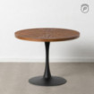 Mesa de comedor redonda pie central acero Natural - Negro 100 x 76 x 100 cm