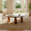 Mesa de centro redonda madera de mango Natural 90  x 30 x 90 cm