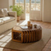 Mesa de centro ovalada Madera de Mango Natural 84 x 32 x85 cm