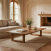 Mesa de centro rectangular en madera de acacia marrón 150 x 30 x 70 cm