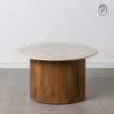 Mesa de centro redonda Stone madera de Mango y Mármol Blanco – Natural Ø76 x 45 cm