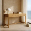 Mesa escritorio de madera Mindi Natural 3 cajones 130 x 77 x 55 cm