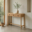 Consola recibidor en madera de mango Macarella 3 cajones Natural 90 x 80 x 30 cm