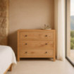 Cómoda dormitorio de madera Mindi Natural 3 cajones 90 x 85 x 40 cm