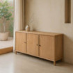 Aparador madera de mango Macarella 3 puertas Natural 160 x 80 x 40 cm
