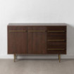 Aparador madera de olmo 2 puertas y 3 cajones Marrón con patas de hierro doradas 130 x 83,2 x 45 cm