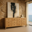 Aparador madera Mindi 12 cajones Natural 170 x 88 x 40 cm