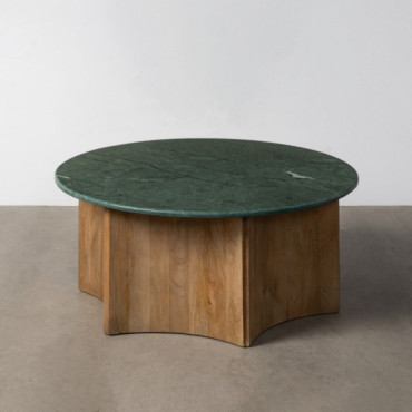 MESA CENTRO NATURAL-VERDE MADERA-MÁRMOL 97 X 97 X 41 CM