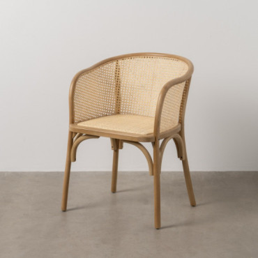 SILLA NATURAL MADERA-RATÁN 56 X 58 X 77 CM