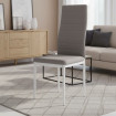 Silla de Comedor Yuri en Microfibra Jarama Marengo con Patas Blancas