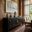 Mueble TV Oriental Negro y Oro - 130 x 50,5 x 24 cm