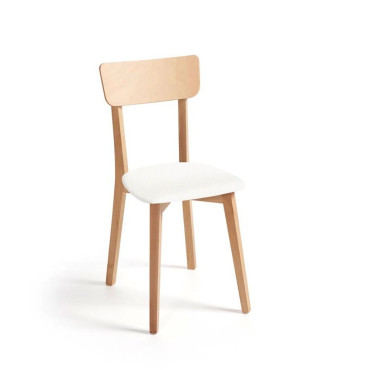 Silla de cocina madera de Haya Polipiel Blanco