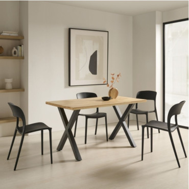 Pack 4 Sillas apilables Roma Negras 45 x 83 x 55 cm