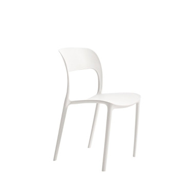 Silla de cocina Roma blanca de diseño nórdico fabricada en polipropileno monobloque resistente y ligero.