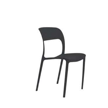 Silla de cocina Roma blanca de diseño nórdico fabricada en polipropileno monobloque resistente y ligero