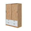 Armario Velvet 2 Puertas Correderas y 4 Cajones - Roble Nodi y Blanco Artik