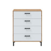 Cómoda 4 Cajones Velvet Roble Nodi - Blanco Artik 77,5 x 94 x 40 cm