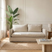 Sofá de 3 plazas Crema Tejido-Madera 200 X 95 X 85 cm