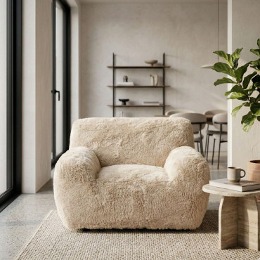 Sillón Beige Tejido 124 X 107 X 79,50 Cm