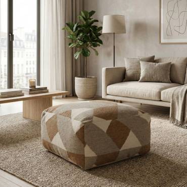 Puf de lana rectangular Multicolor 80 x 40 x 80 cm