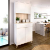 Mueble Auxiliar Alto Wok con Cajón - Blanco y Roble - 60 x 191 x 40 cm