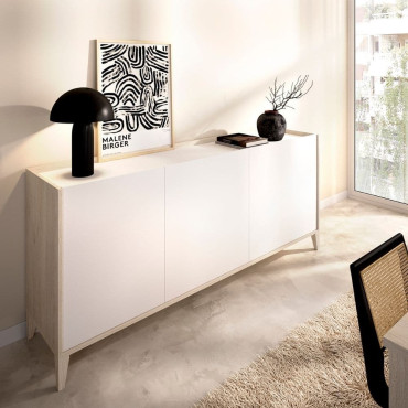 Aparador BARI - Blanco - Natural 150 x 77,5 x 40 cm