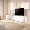 Mueble bajo TV extragrande - Noka - Blanco 220 x 42 x 41,5 cm