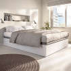 Cama canapé abatible con zapatero Lan - Blanco - 150 x 32 x 190 cm