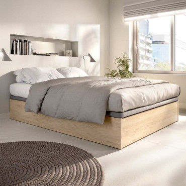 Cama Canapé Abatible con Zapatero Lan - Natural - 135 x 190 cm