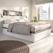Cama canapé abatible con zapatero - Lan - Blanco 135 x 32 x 190 cm