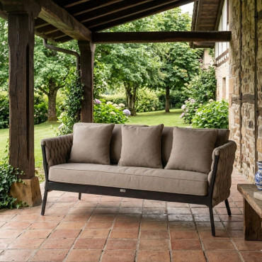 Sofá de Terraza 2 Plazas - Rebecca - Negro - Topo 176 x 74 x 83 cm