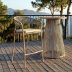 Taburete de Bar Apilable Acero y Ratán Sintético Beige con Cojín 59x100,50x58 cm