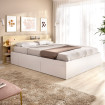 Cama con 4 cajones y cabezal - Pack Tori - Blanco - Roble Claro 181 x 73 x 216 cm
