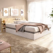 Cama con Canapé y Cabezal - Pack Tori - Blanco y Roble Claro 181 x 73 x 213 cm