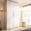 Armario 2 Puertas Batientes y 2 Cajones Emax - Roble Claro - Blanco 91 x 203,5 x 51,4 cm