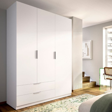 Armario 3 Puertas Batientes y 2 Cajones Emax - Blanco 136,6 x 203,5 x 51,4 cm