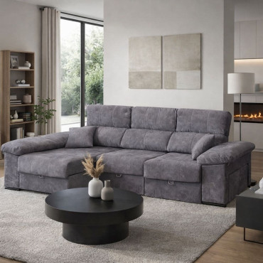 Sofá chaise longue Roma con arcón convertible en cama Edi Marengo 282 x 102 x 100 - 143 cm