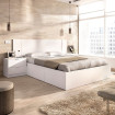 Pack dormitorio Len - Cama 4 cajones cabezal y mesitas - Blanco 251 x 96 x 196,4 cm