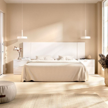 Cabezal cama 150 + 2 mesitas Len Blanco 251 x 96 x 34,2 cm