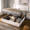 Pack dormitorio Flow - Cama con canapé cabezal y mesitas - Blanco 237 x 96 x 193 cm