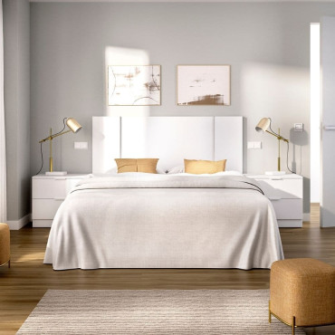 Cabecero con Mesitas FLOW - Colección FLOW - Blanco 240,8 x 96 x 34,2 cm