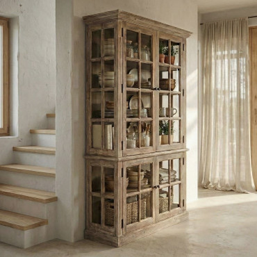 VITRINA MADERA DE PINO SALÓN 120 X 40 X 195 CM
