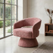 SILLÓN GIRATORIO SALMÓN TEJIDO-MADERA 71 X 68 X 72 CM