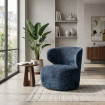 SILLÓN GIRATORIO AZUL TEJIDO-MADERA 73 X 68 X 74 CM