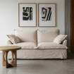 Sofá 2 Plazas Tapizado Beige Estructura Madera Pino Patas PVC Negro 200x90x109 cm