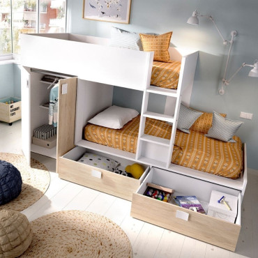 Cama Tren 2 camas Matt Blanco Natural 275 x 150 x 108 cm