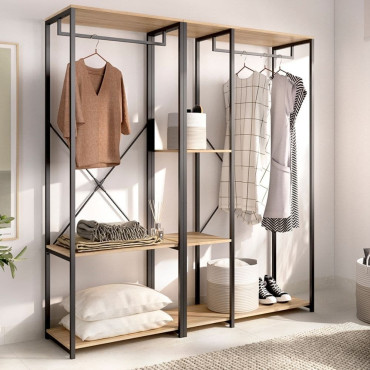 Armario Vestidor TROK Roble y Negro 150 cm
