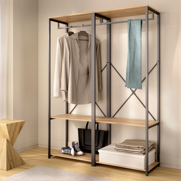 Armario Abierto Vestidor - Trok - Roble Negro 120 x 167 x 40,4 cm
