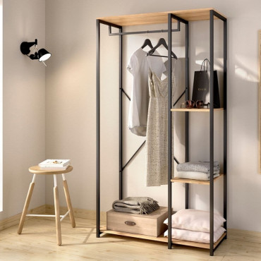 Armario Abierto Vestidor - Trok - Roble Negro 90 x 167 x 40,4 cm